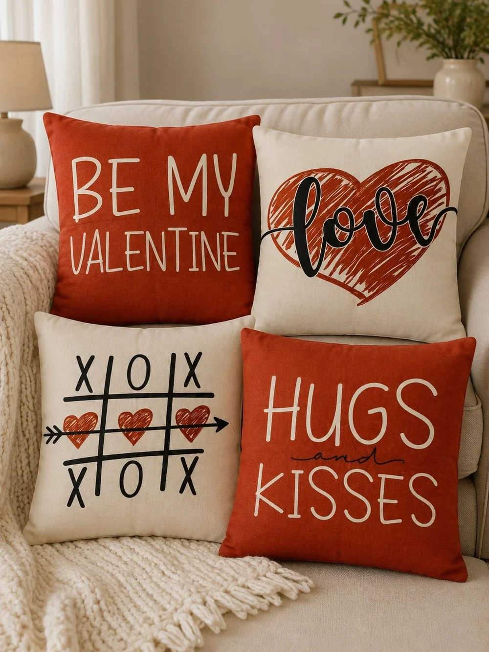 Valentine Red and Cream Decorative Pillow Cover Set - 18 X 18 - NIP